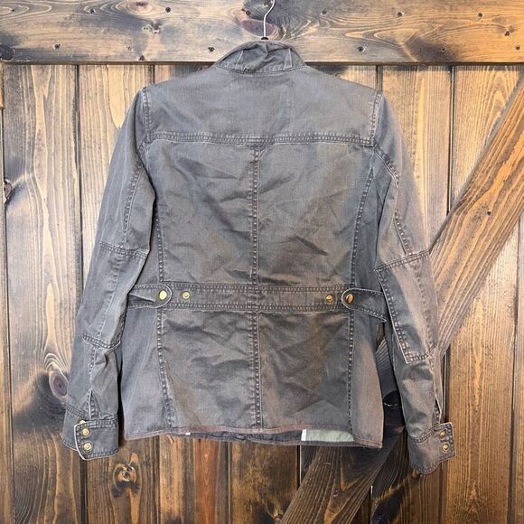 J Crew Women's Field Jacket Olive Green Relaxed Boyfriend Waxed Cotton Sz S *bus - Picture 2 of 4